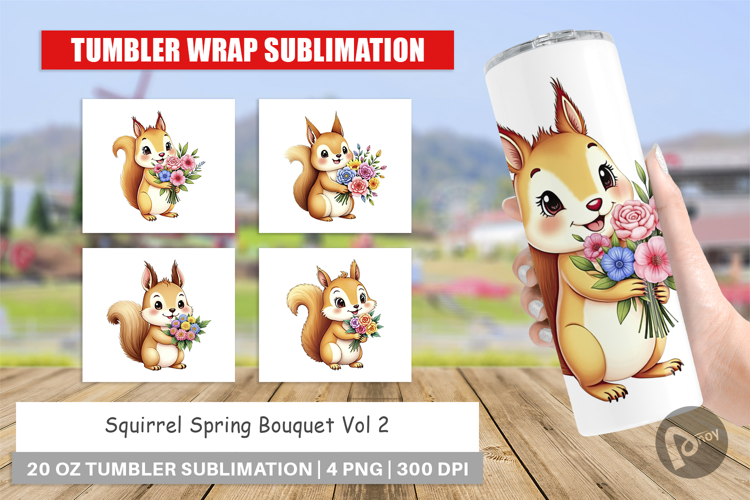 Tumbler Squirrel Spring Bouquet
