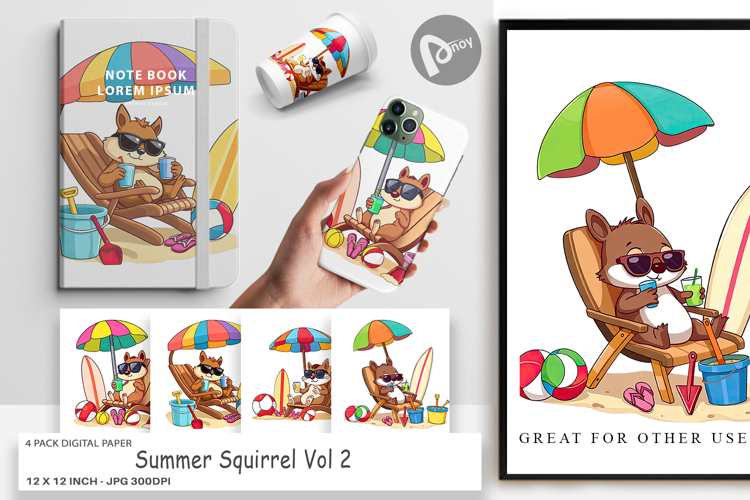 Digital Paper Summer Squirrel