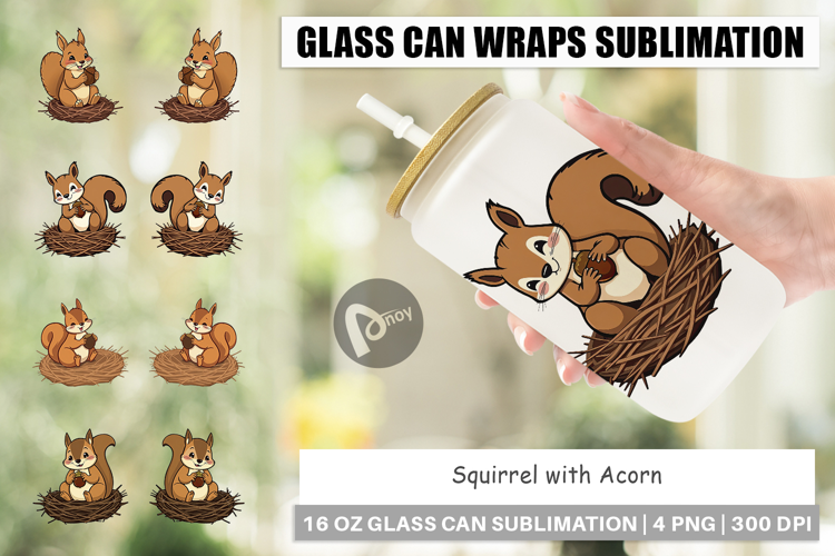 Glass Can Acorn Squirrel