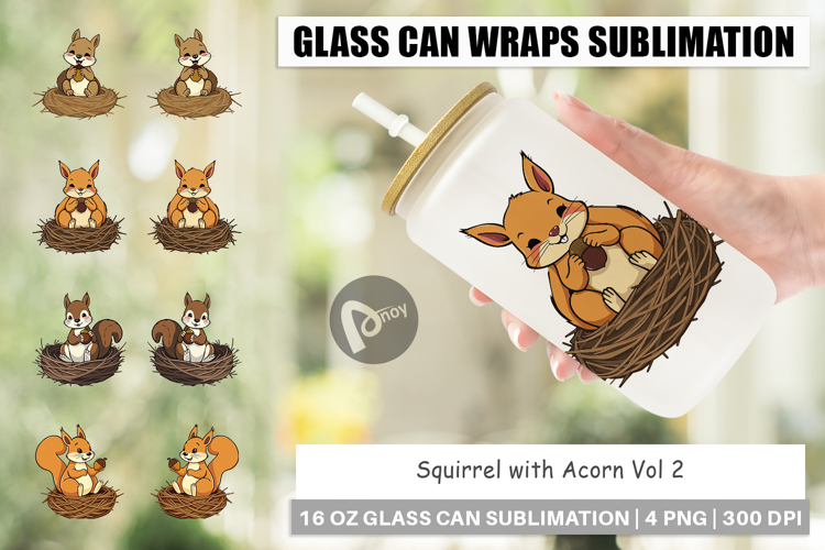Glass Can Acorn Squirrel