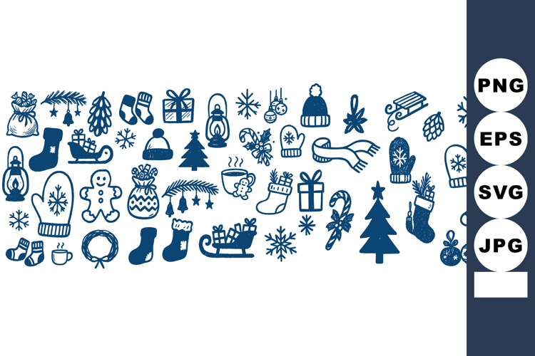 Winter Holiday Icon SVG Bundle For Seasonal Crafts
