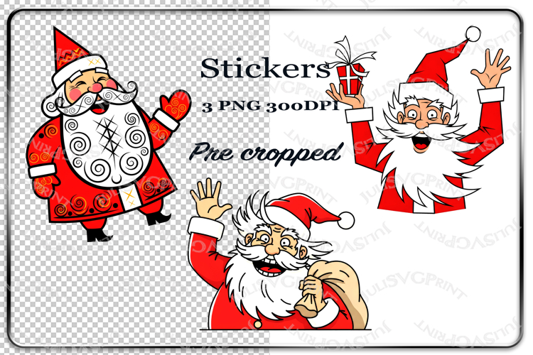 Funny Santa Stickers Pre cropped png Mad Christmas overlay