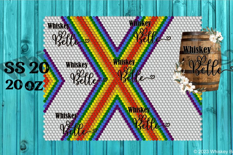 Rainbow X Criss Cross Diamond SS20 20oz Rhinestone Template