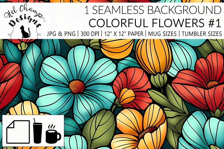 Colorful Spring Flowers #1 | Patterns | Sublimation