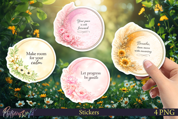 Positive Mindset Stickers | Aesthetic Floral Quotes
