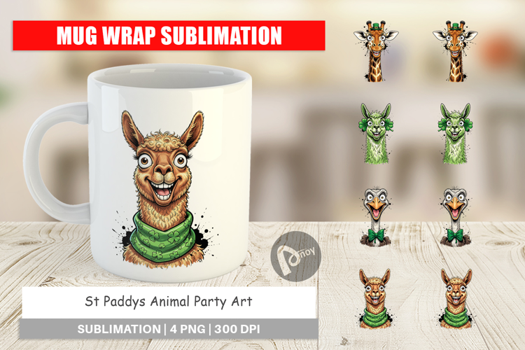 St Paddys Animal Party Art Mug Wrap