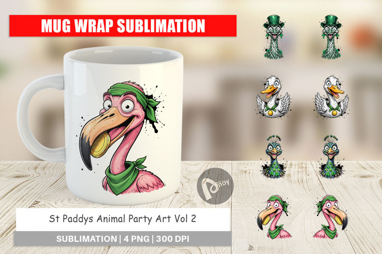 St Paddys Animal Party Art Mug Wrap