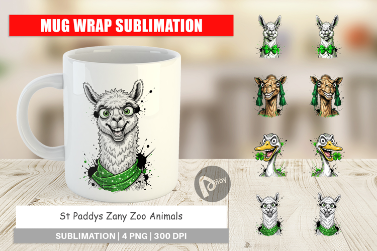 St Paddys Zany Zoo Animals Mug Wrap