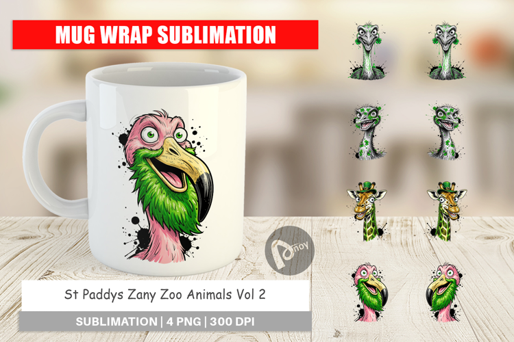 St Paddys Zany Zoo Animals Mug Wrap