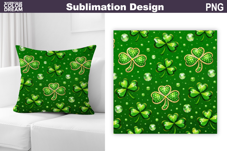 St. Patrics Day Pillow Design | Clover Print Sublimation