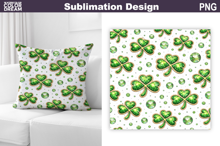 St. Patric's Day Pillow Design | Clover Print Sublimation