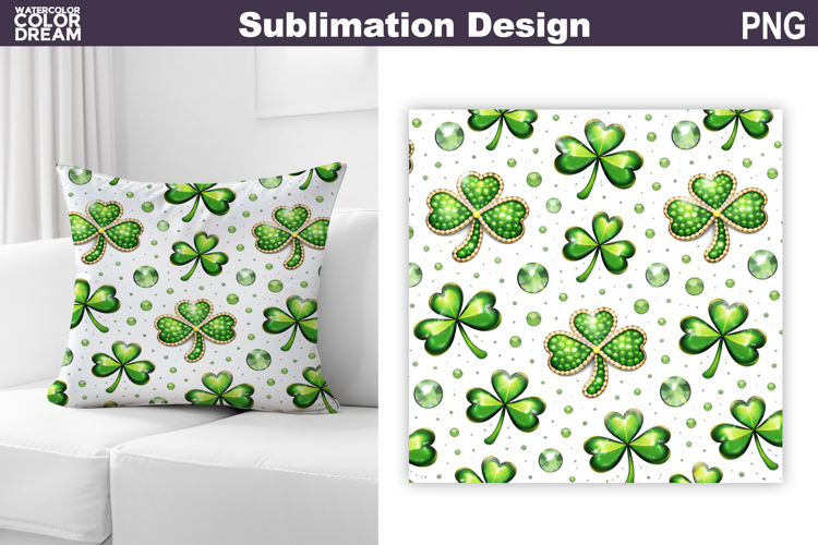 St. Patric's Day Pillow Design | Clover Print Sublimation