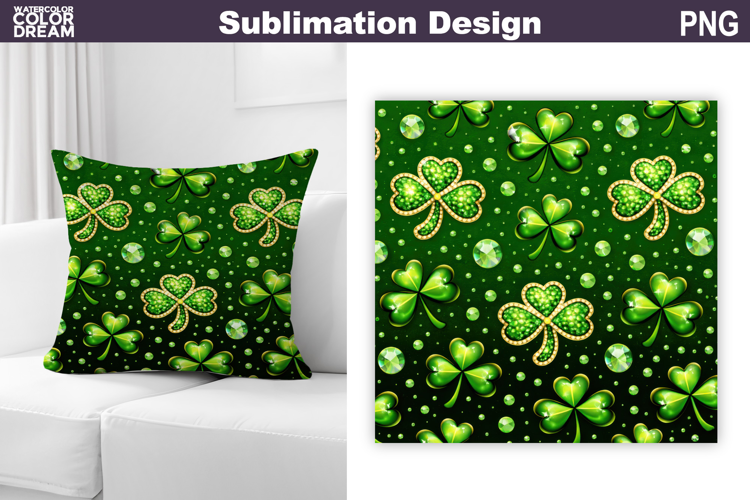 St. Patric's Day Pillow Design | Clover Print Sublimation