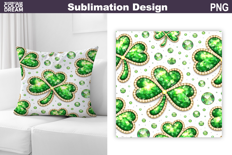 St. Patric's Day Pillow Design | Clover Print Sublimation