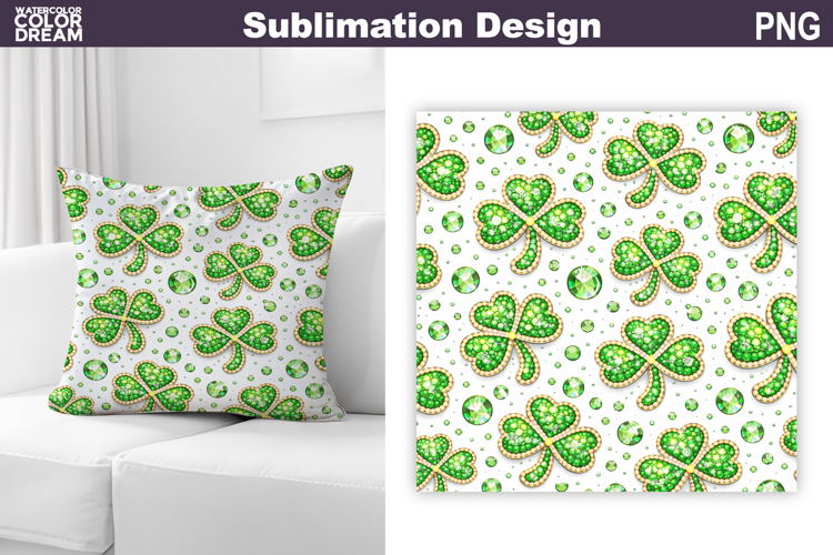 St. Patric's Day Pillow Design | Clover Print Sublimation