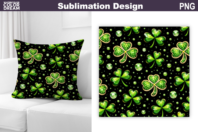 St. Patric's Day Pillow Design | Clover Print Sublimation