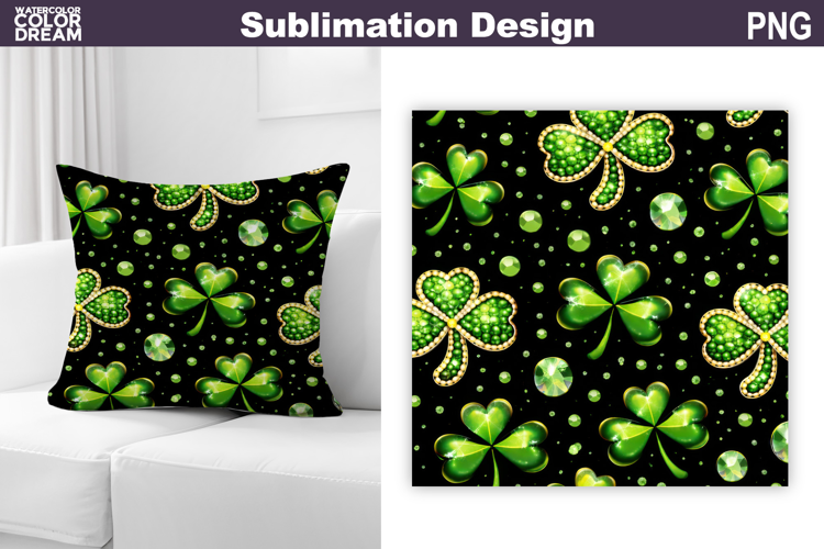 St. Patric's Day Pillow Design | Clover Print Sublimation