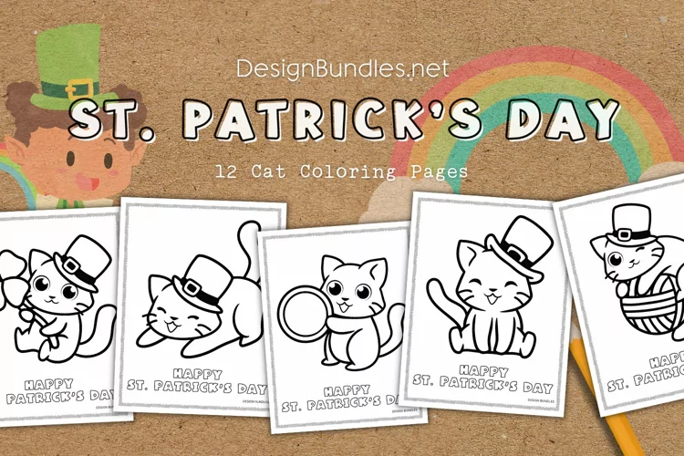 St. Patrick's Day with Cats Educational Coloring Activity