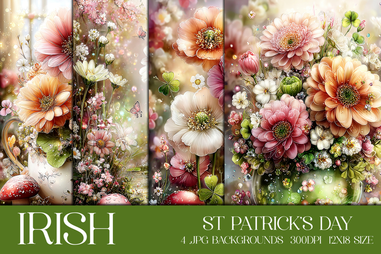 St Patricks Day Backgrounds, Irish, Card, Garden Flag, s3