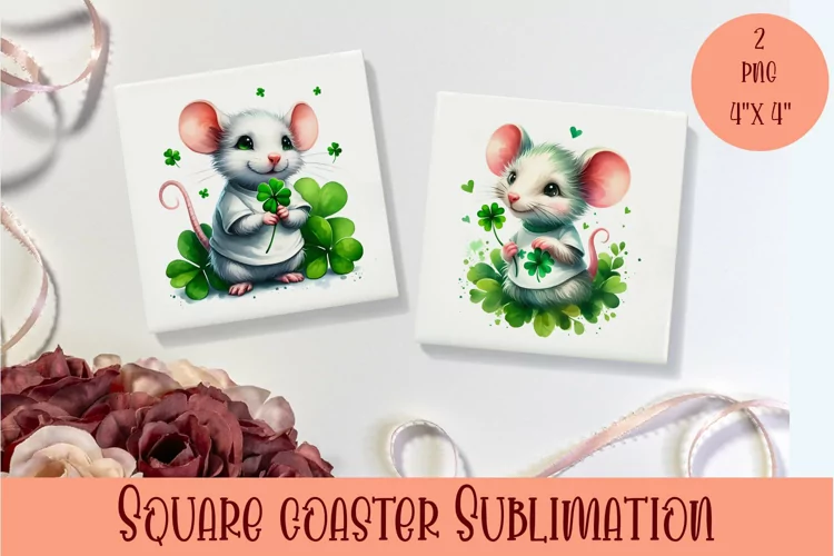Watercolor Sv Patricks Day Animals Coasters Sublimation png