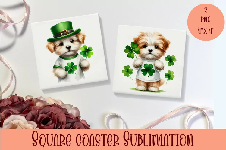 Watercolor Sv Patricks Day Animals Coasters Sublimation png