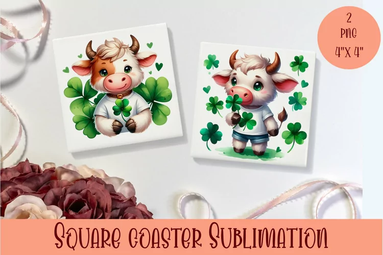 Watercolor Sv Patricks Day Animals Coasters Sublimation png