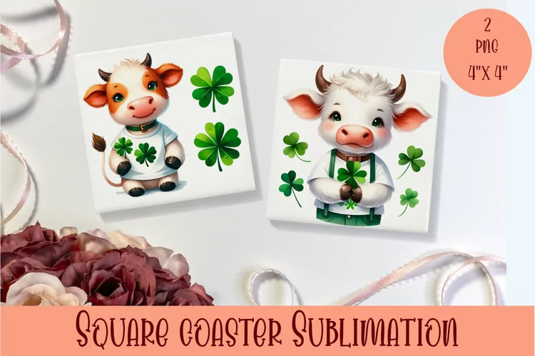 Watercolor Sv Patricks Day Animals Coasters Sublimation png