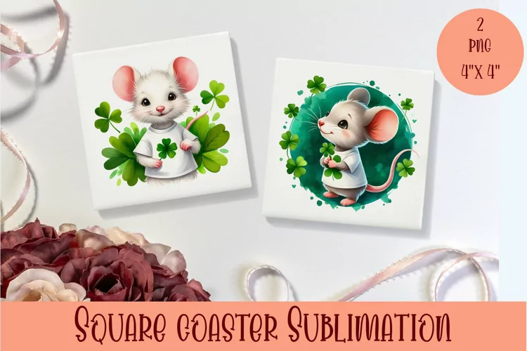 Watercolor Sv Patricks Day Animals Coasters Sublimation png