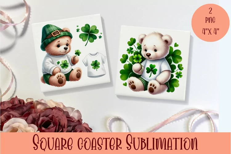 Watercolor Sv Patricks Day Animals Coasters Sublimation png
