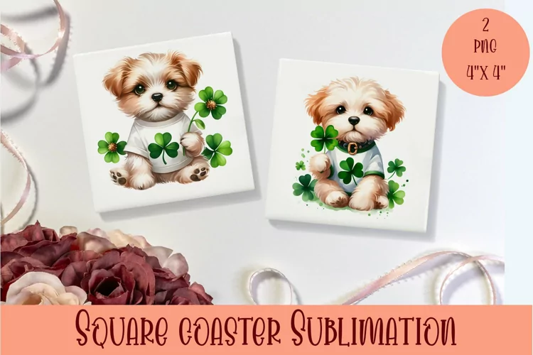 Watercolor Sv Patricks Day Animals Coasters Sublimation png