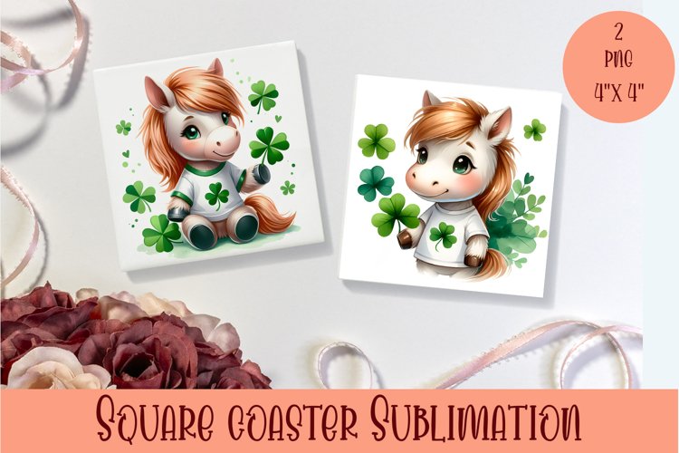 Watercolor Sv Patricks Day Animals Coasters Sublimation png example image 1