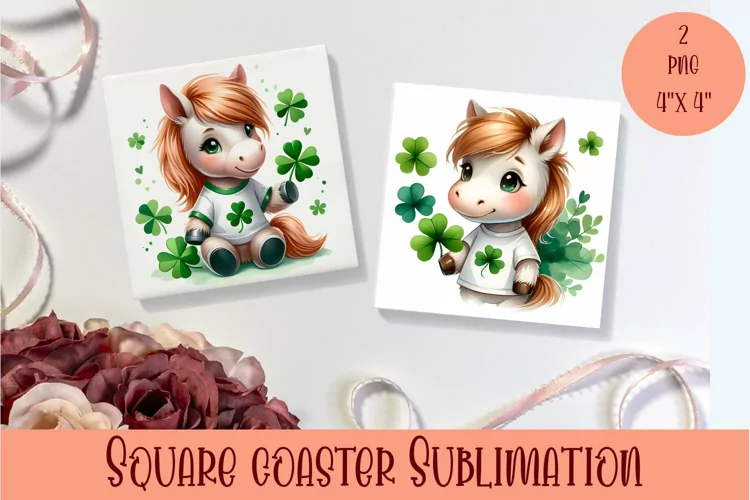 Watercolor Sv Patricks Day Animals Coasters Sublimation png