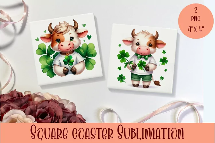 Watercolor Sv Patricks Day Animals Coasters Sublimation png