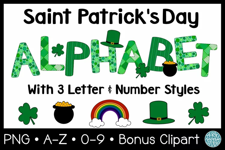 St. Patrick's Day Alphabet With Numbers and Clipart