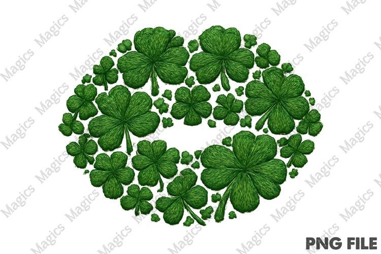 St. Patricks Day Floral Lips Png