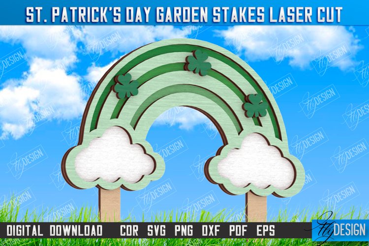 St. Patricks Day Garden Stake Laser Cut, Wooden Yard Stake