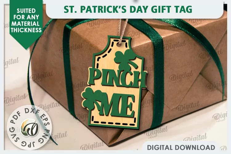 St. Patrick’s Day Gift Tag Laser Cut. Lucky Charm SVG