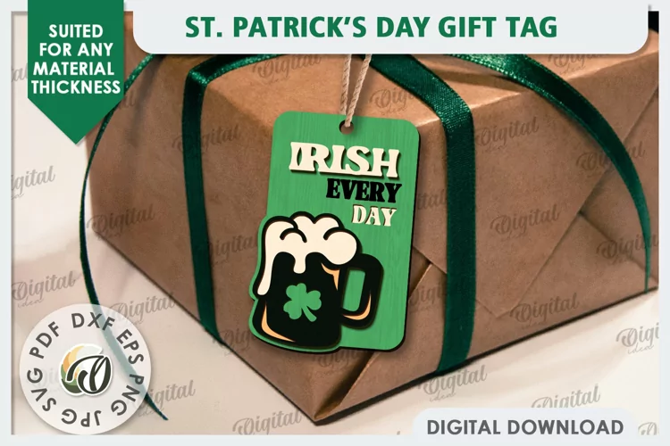 St. Patrick’s Day Gift Tag Laser Cut. Lucky Charm SVG