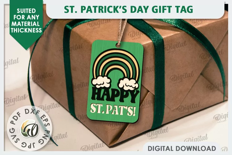 St. Patrick’s Day Gift Tag Laser Cut. Lucky Charm SVG