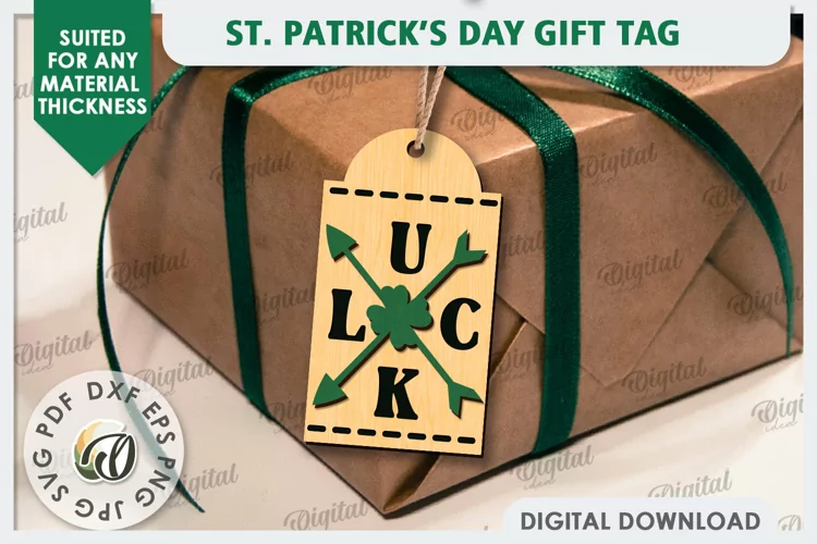 St. Patrick’s Day Gift Tag Laser Cut. Lucky Charm SVG