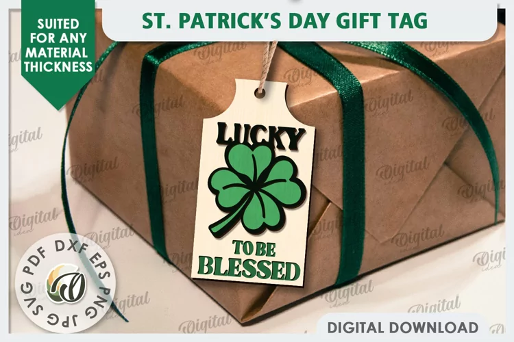 St. Patrick’s Day Gift Tag Laser Cut. Lucky Charm SVG