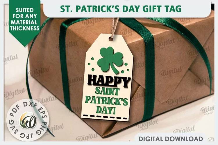 St. Patrick’s Day Gift Tag Laser Cut. Lucky Charm SVG