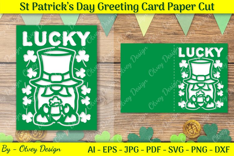 ST Patricks Day Greeting Card - ST Patricks Day Card SVG