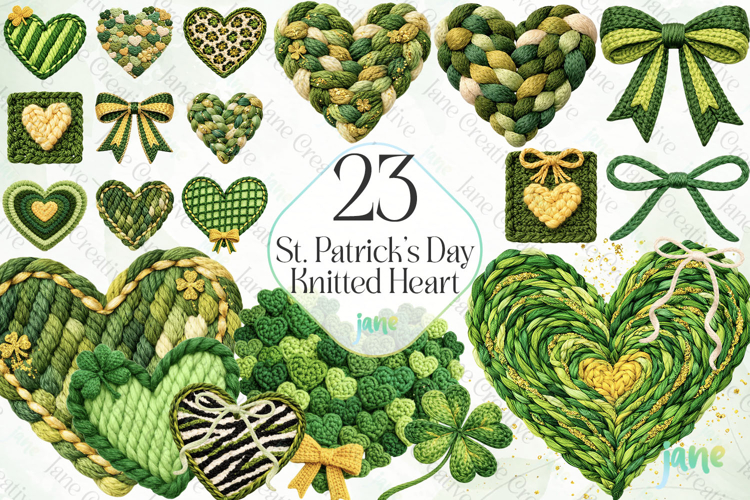 St. Patrick’s Day Knitted Heart Clipart