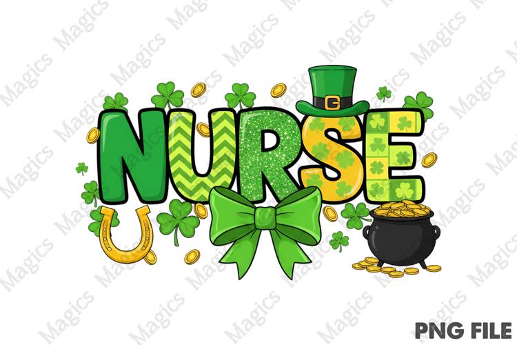 St. Patricks Day Nurse Bow PNG