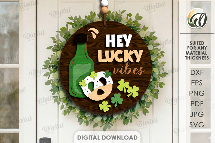 St Patricks Day Round Sign Laser Cut. Wall Decor SVG