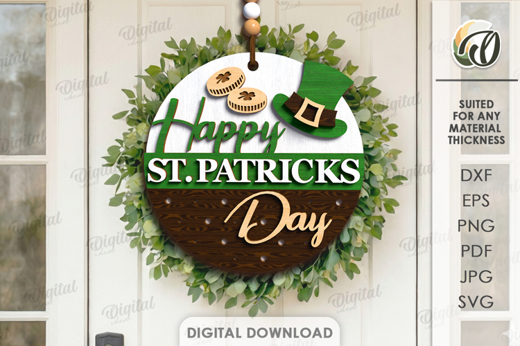 St Patricks Day Round Sign Laser Cut. Wall Decor SVG