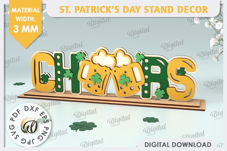 St Patricks Day Stand Decor Laser Cut. Lucky Charm SVG