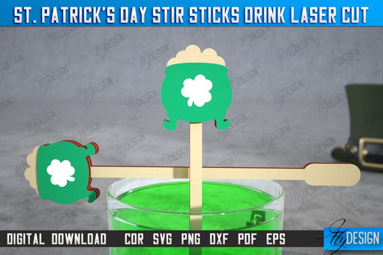 St Patricks Day Drink Stirrers | Drinks Markers | CNC File