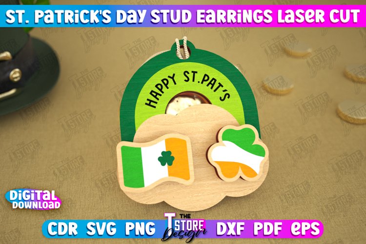 St Patricks Day Stud Earrings | Shamrock | Accessories|CNC